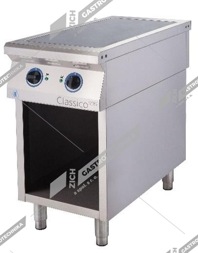 ALBA Sklokeramický sporák s dvířky a policí E-C-TG RHB-2/900 DS