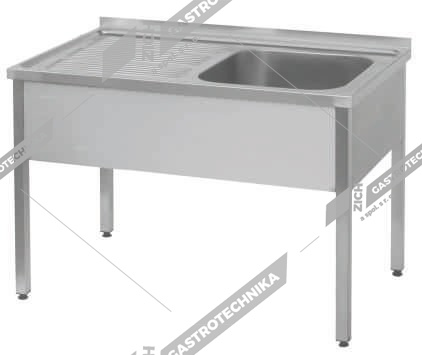 Dřez nerez a odkapová plocha vlevo - hloubka 700 