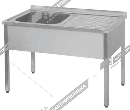 Dřez nerez a odkapová plocha vpravo - hloubka 700 
