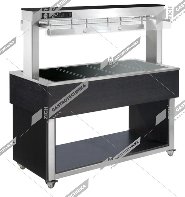 RM Gastro Bufet vyhřívaný, sklokeramický GN 6-1/1 Wenge TR BROWN+ 6W