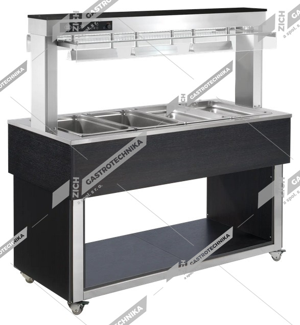 RM Gastro Bufet vyhřívaný, vodní GN 6-1/1 Wenge TR RED+ 6W