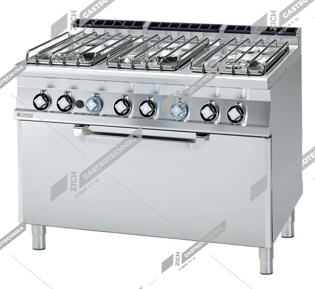 RM Lotus Sporák plynový s plyn troubou 3x GN 1/1 CF6 712 G/P 