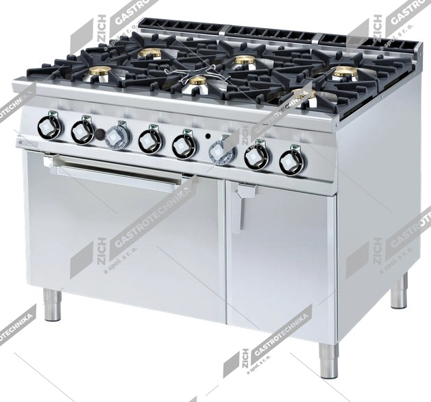 RM Lotus Sporák plynový s plyn troubou GN 2/1 CF6 912 GV 