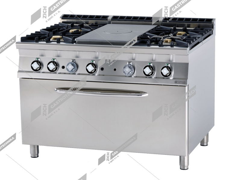 RM Lotus Sporák plynový tálový s el.troubou 3x GN 1/1 TPF4 912 GE  