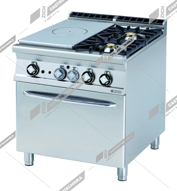 RM Lotus Sporák plynový tálový s plyn troubou GN 2/1 TPF2 98 G