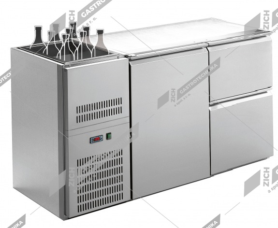 Stůl chladící barový s chlad. vanou 1/2 RIDG-212E