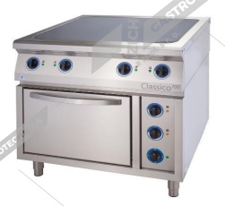 ALBA Sporák sklokeramický s dvířky a policí  E-C-TG RHB-4/900 DS