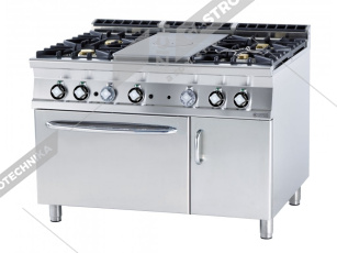 RM Lotus Sporák plynový tálový s el.troubou GN 2/1 TPF4-912GEV  