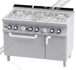 RM Lotus Sporák plynový vodní s troubou GN 2/1 a skříňkou CFA6-912GV