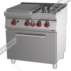 Sporák plynový tálový s el.troubou GN 2/1 STPT 70/80 21 GE