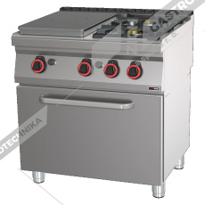 Sporák plynový tálový s plyn.troubou GN 2/1 STPT 70/80 21 G