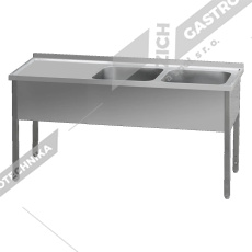 Stůl mycí dvoudřez MSDOL 7019 190x70x90